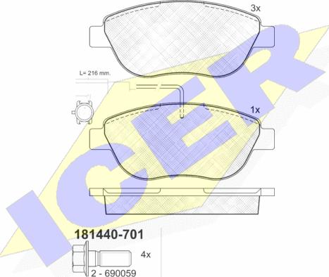 Icer 181440-701 - Əyləc altlığı dəsti, əyləc diski furqanavto.az