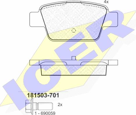 Icer 181503-701 - Əyləc altlığı dəsti, əyləc diski furqanavto.az