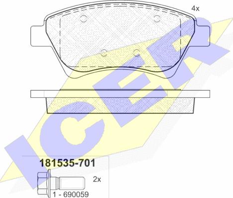 Icer 181535-701 - Əyləc altlığı dəsti, əyləc diski furqanavto.az