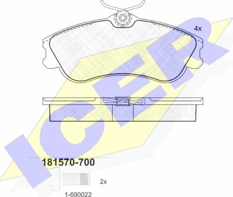 Icer 181570-700 - Əyləc altlığı dəsti, əyləc diski furqanavto.az