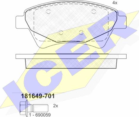 Icer 181649-701 - Əyləc altlığı dəsti, əyləc diski furqanavto.az