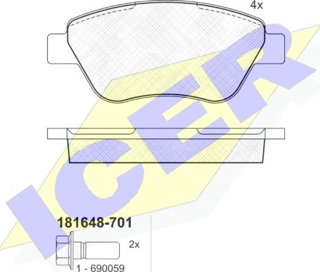 Icer 181648-701 - Əyləc altlığı dəsti, əyləc diski furqanavto.az