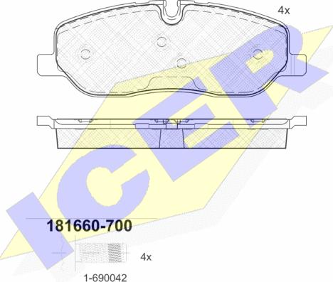 Icer 181660-700 - Əyləc altlığı dəsti, əyləc diski furqanavto.az