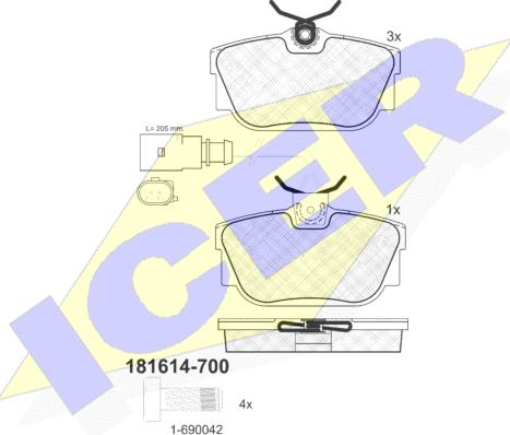 Icer 181614-700 - Əyləc altlığı dəsti, əyləc diski furqanavto.az