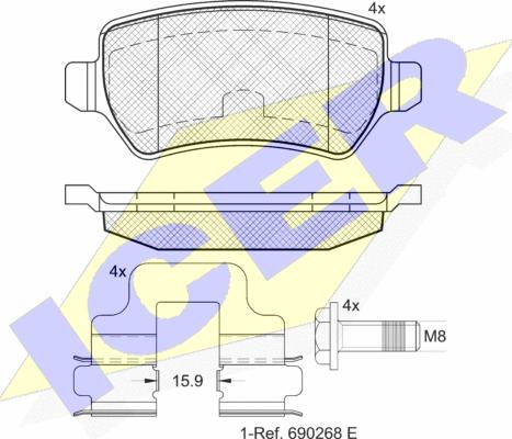 Icer 181622-204 - Əyləc altlığı dəsti, əyləc diski www.furqanavto.az