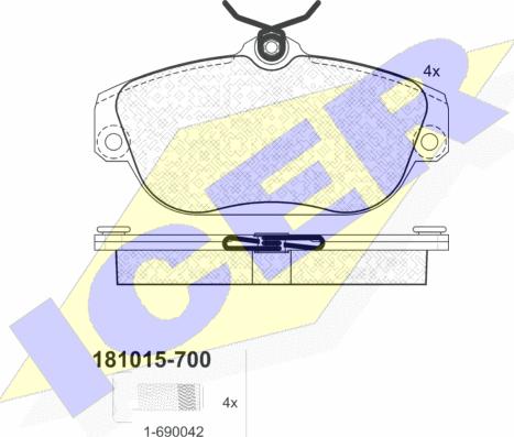 Icer 181015-700 - Əyləc altlığı dəsti, əyləc diski furqanavto.az