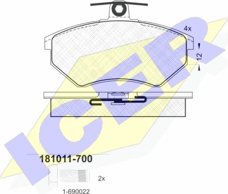 Icer 181011-700 - Əyləc altlığı dəsti, əyləc diski furqanavto.az