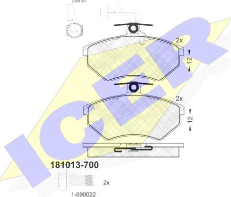 Icer 181013-700 - Əyləc altlığı dəsti, əyləc diski furqanavto.az