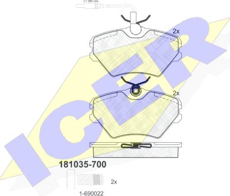 Icer 181035-700 - Əyləc altlığı dəsti, əyləc diski furqanavto.az