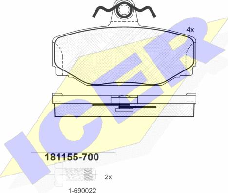 Icer 181155-700 - Əyləc altlığı dəsti, əyləc diski furqanavto.az