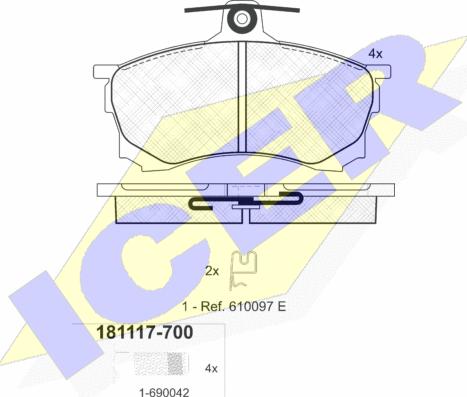 Icer 181117-700 - Əyləc altlığı dəsti, əyləc diski furqanavto.az