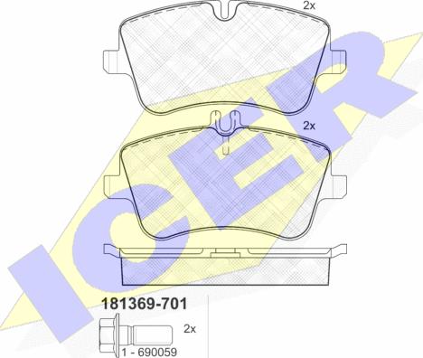 Icer 181369-701 - Əyləc altlığı dəsti, əyləc diski furqanavto.az