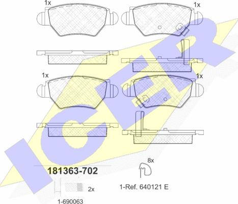 Icer 181363-702 - Əyləc altlığı dəsti, əyləc diski furqanavto.az