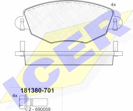 Icer 181380-701 - Əyləc altlığı dəsti, əyləc diski furqanavto.az