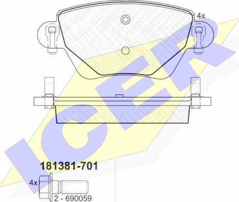 Icer 181381-701 - Əyləc altlığı dəsti, əyləc diski furqanavto.az