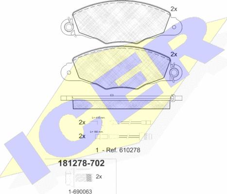 Icer 181278-702 - Əyləc altlığı dəsti, əyləc diski www.furqanavto.az