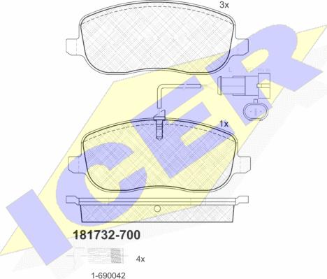 Icer 181732-700 - Əyləc altlığı dəsti, əyləc diski furqanavto.az