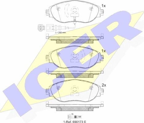 Icer 182018-087 - Əyləc altlığı dəsti, əyləc diski furqanavto.az