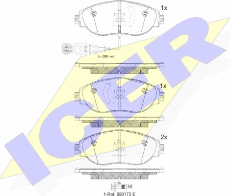 Icer 182018 - Əyləc altlığı dəsti, əyləc diski furqanavto.az