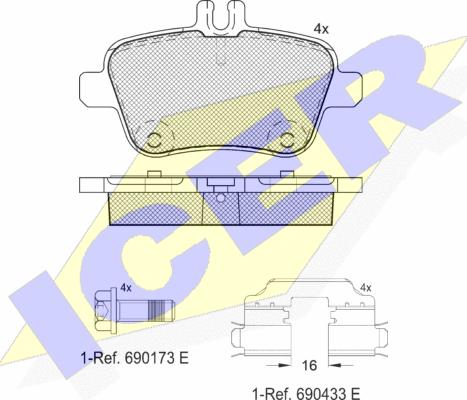 Icer 182039-067 - Əyləc altlığı dəsti, əyləc diski furqanavto.az