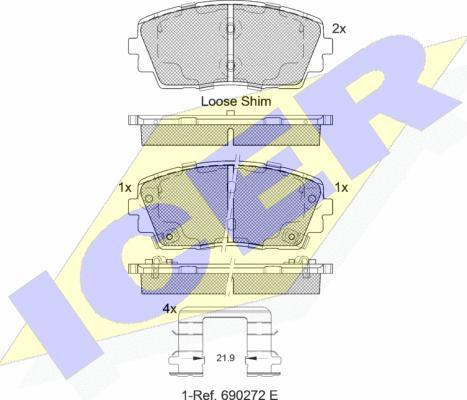 Icer 182034233 - Əyləc altlığı dəsti, əyləc diski furqanavto.az