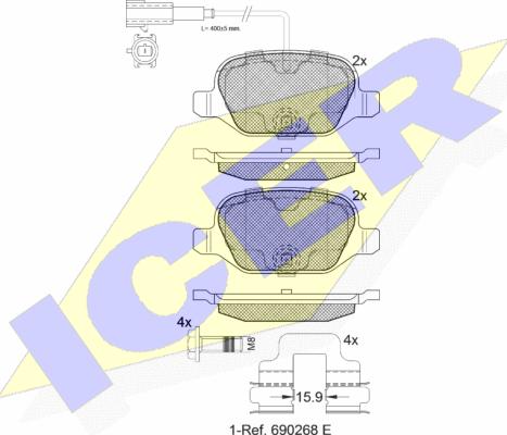 Icer 182038 - Əyləc altlığı dəsti, əyləc diski furqanavto.az