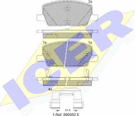 Icer 182355 - Əyləc altlığı dəsti, əyləc diski furqanavto.az