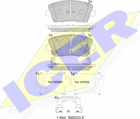 Icer 182368 - Əyləc altlığı dəsti, əyləc diski furqanavto.az