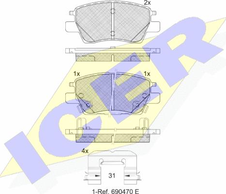 Icer 182311 - Əyləc altlığı dəsti, əyləc diski furqanavto.az