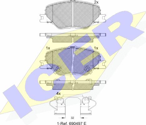 Icer 182332 - Əyləc altlığı dəsti, əyləc diski furqanavto.az