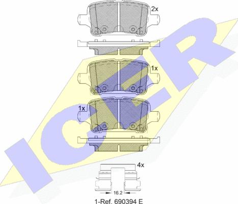 Icer 182257 - Əyləc altlığı dəsti, əyləc diski furqanavto.az