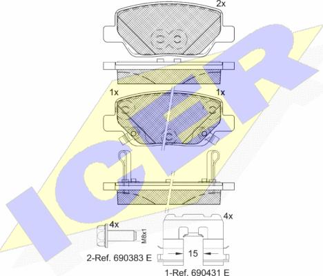 Icer 182269 - Əyləc altlığı dəsti, əyləc diski furqanavto.az