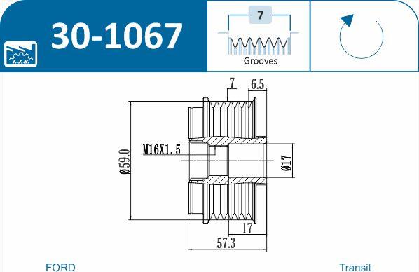 IJS GROUP 30-1067 - Kasnak, alternator, sərbəst dönərli mufta furqanavto.az