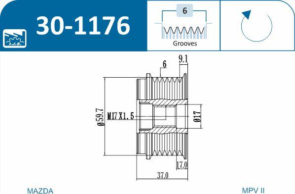 IJS GROUP 30-1176 - Kasnak, alternator, sərbəst dönərli mufta furqanavto.az