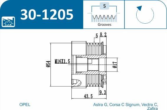 IJS GROUP 30-1205 - Kasnak, alternator, sərbəst dönərli mufta furqanavto.az