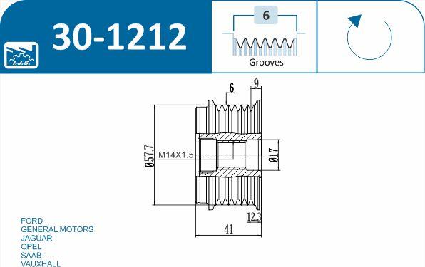 IJS GROUP 30-1212 - Kasnak, alternator, sərbəst dönərli mufta furqanavto.az