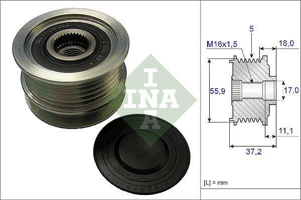 INA 535 0096 10 - Kasnak, alternator, sərbəst dönərli mufta furqanavto.az