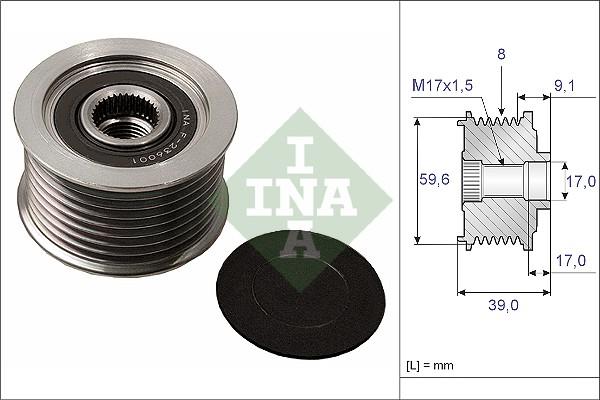 INA 535 0049 10 - Kasnak, alternator, sərbəst dönərli mufta furqanavto.az