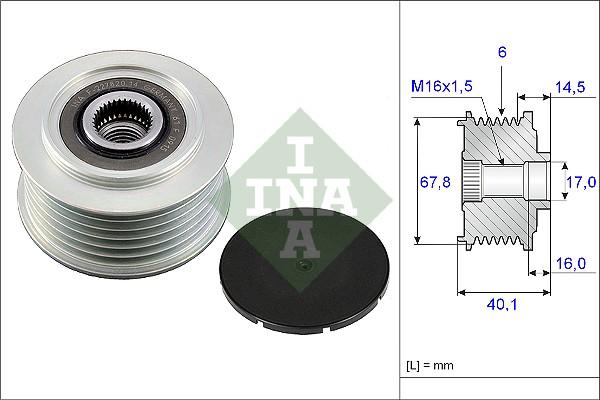 INA 535 0047 10 - Kasnak, alternator, sərbəst dönərli mufta furqanavto.az