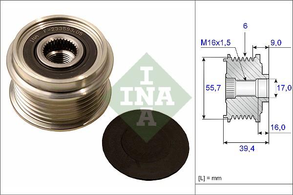 INA 535 0060 10 - Kasnak, alternator, sərbəst dönərli mufta furqanavto.az