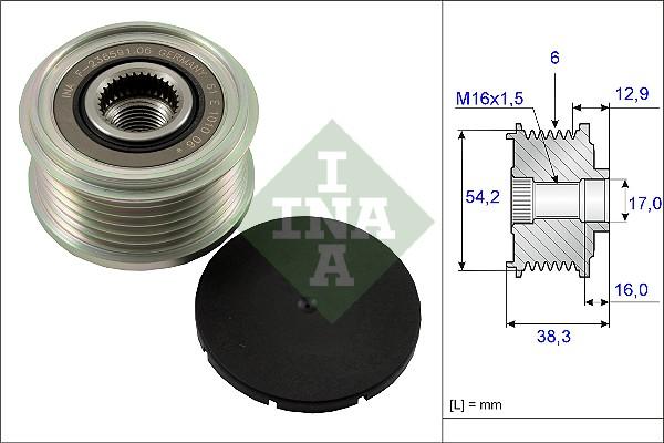 INA 535 0062 10 - Kasnak, alternator, sərbəst dönərli mufta furqanavto.az