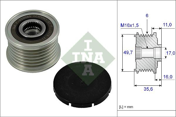 INA 535 0016 10 - Kasnak, alternator, sərbəst dönərli mufta furqanavto.az