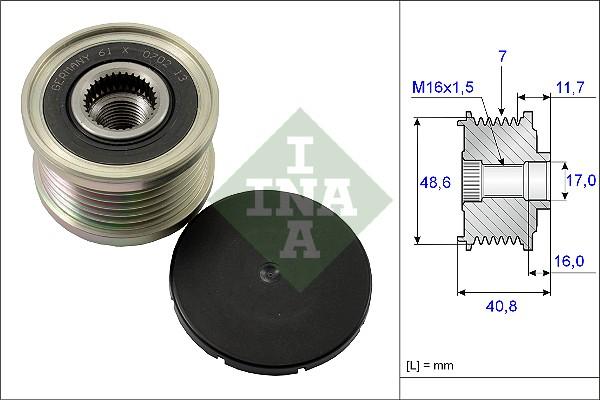 INA 535 0080 10 - Kasnak, alternator, sərbəst dönərli mufta furqanavto.az