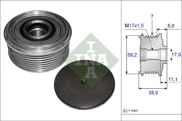 INA 535 0087 10 - Kasnak, alternator, sərbəst dönərli mufta furqanavto.az