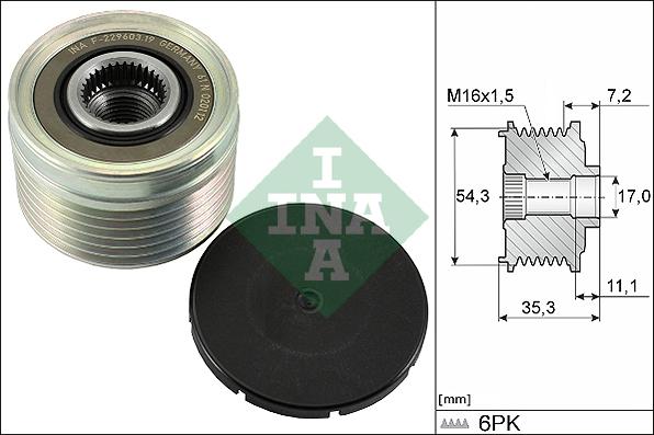 INA 535 0039 10 - Kasnak, alternator, sərbəst dönərli mufta furqanavto.az