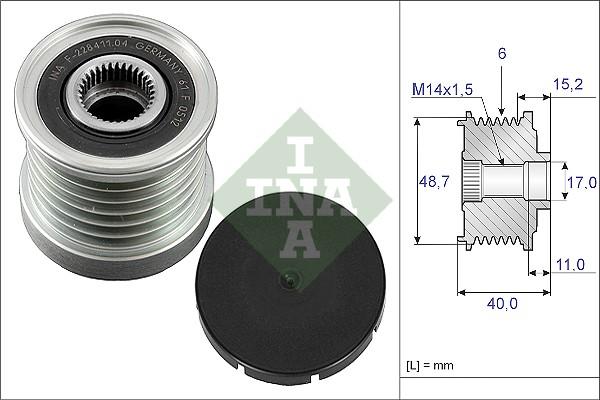 INA 535 0038 10 - Kasnak, alternator, sərbəst dönərli mufta furqanavto.az