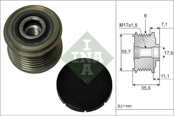 INA 535 0037 10 - Kasnak, alternator, sərbəst dönərli mufta furqanavto.az