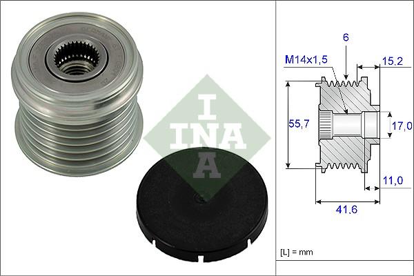 INA 535 0024 10 - Kasnak, alternator, sərbəst dönərli mufta furqanavto.az