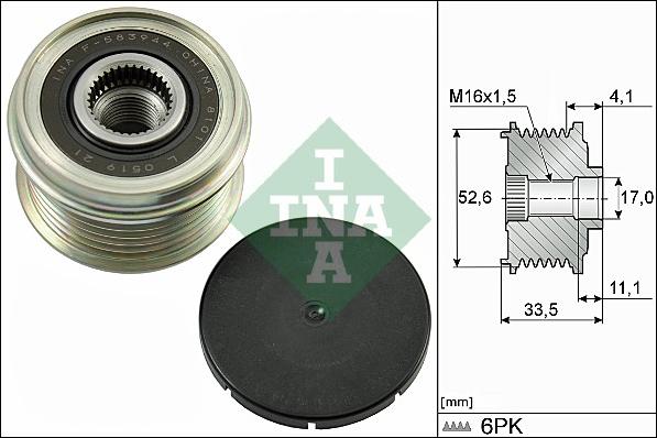 INA 535 0025 10 - Kasnak, alternator, sərbəst dönərli mufta furqanavto.az