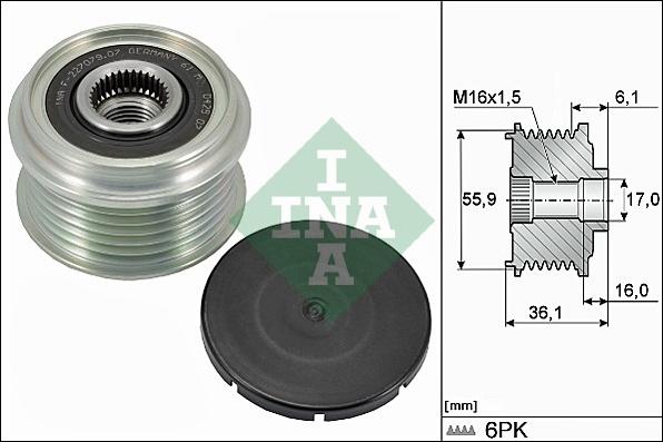 INA 535 0026 10 - Kasnak, alternator, sərbəst dönərli mufta furqanavto.az